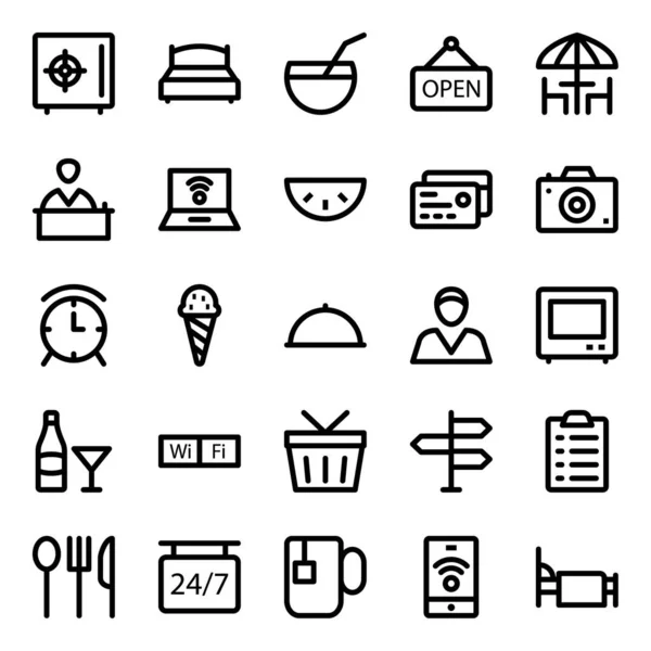 Iconos Diseño Para Hotel Restaurante — Vector de stock