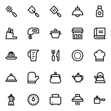 Mutfak için taslak simgeleri.