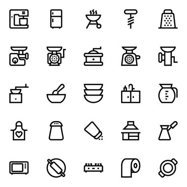 Mutfak için taslak simgeleri.