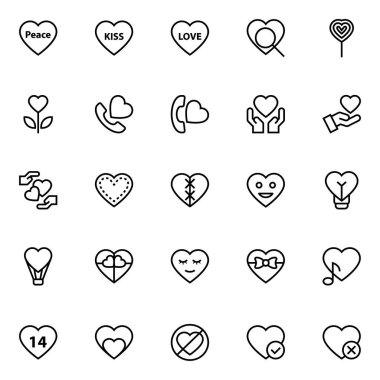 Aşk ve sevgililer günü için özet simgeleri.