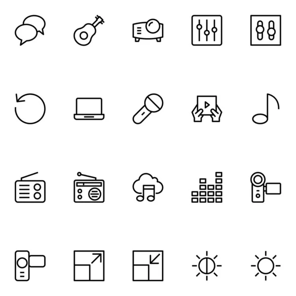 Esquema Iconos Para Multimedia — Vector de stock