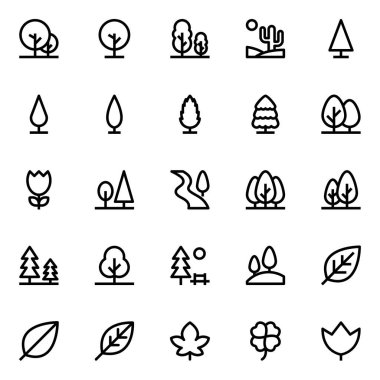 Doğa ve park için özet simgeleri.