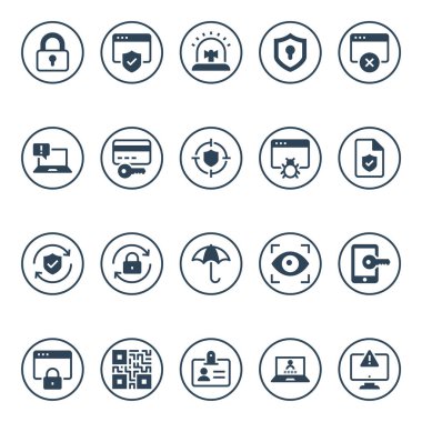 İnternet güvenliği için çember simgeleri.