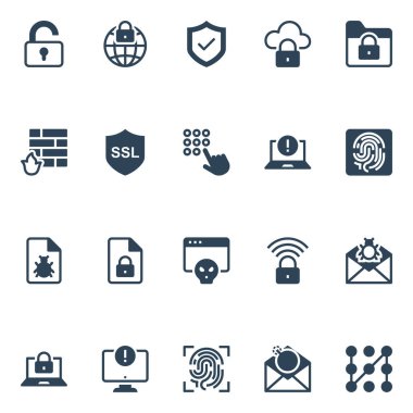 İnternet güvenliği için simge simgeleri.