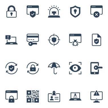 İnternet güvenliği için simge simgeleri.