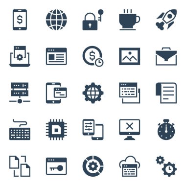 Seo ve geliştirme için simge simgeleri.