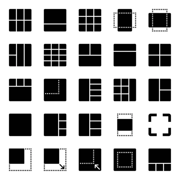 Icônes Glyphe Pour Mise Page — Image vectorielle