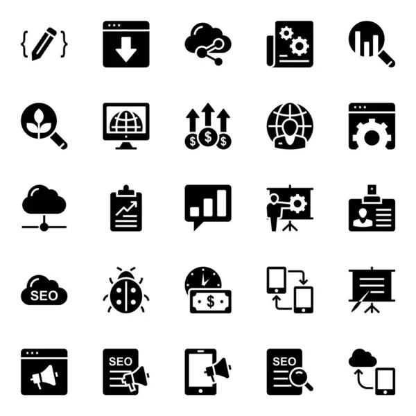 Iconos Glifos Para Seo Web — Archivo Imágenes Vectoriales