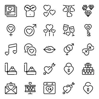 Sevgililer Günü için özet simgeleri.