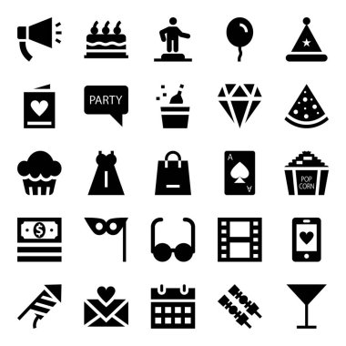 Kutlama ve parti için özet simgeleri.