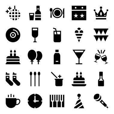 Kutlama ve parti için özet simgeleri.