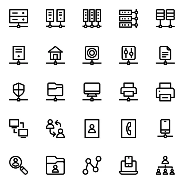 Esquema Iconos Para Red Comunicación — Vector de stock