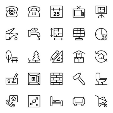Outline icons for real estate. clipart