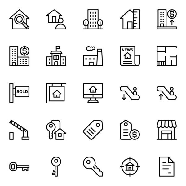 Outline Icons Real Estate — Stock Vector