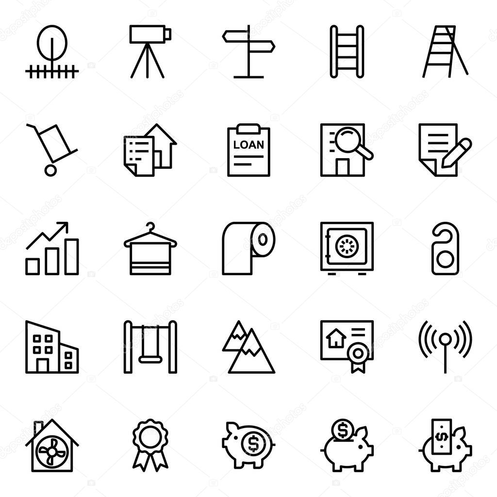 Outline icons for real estate.