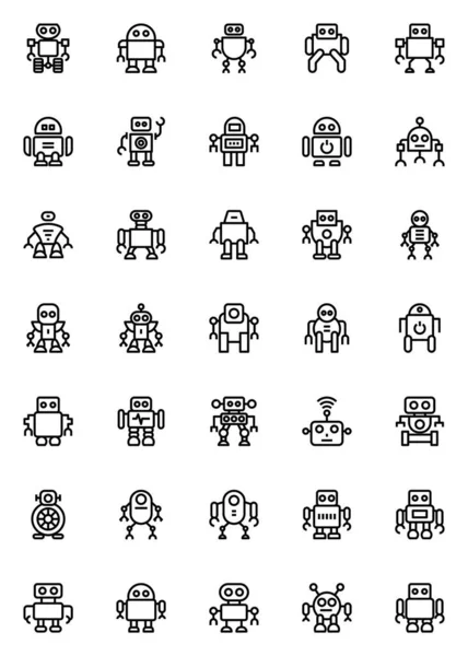 Iconos Esquema Para Robot — Archivo Imágenes Vectoriales