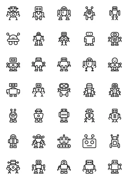 Iconos Esquema Para Robot — Archivo Imágenes Vectoriales