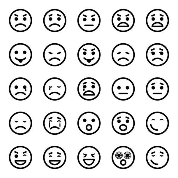 Iconos Contorno Para Cara Sonriente — Vector de stock