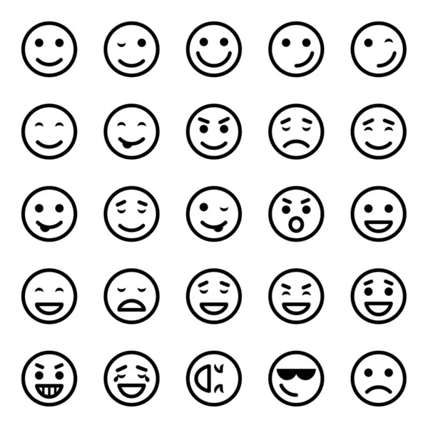 Outline Icons Smiley Face — Stock Vector