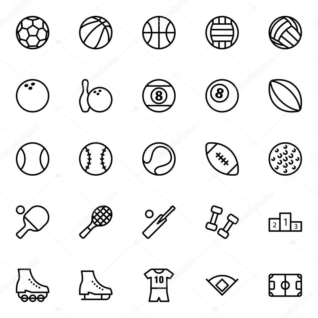 Outline icons for sports.
