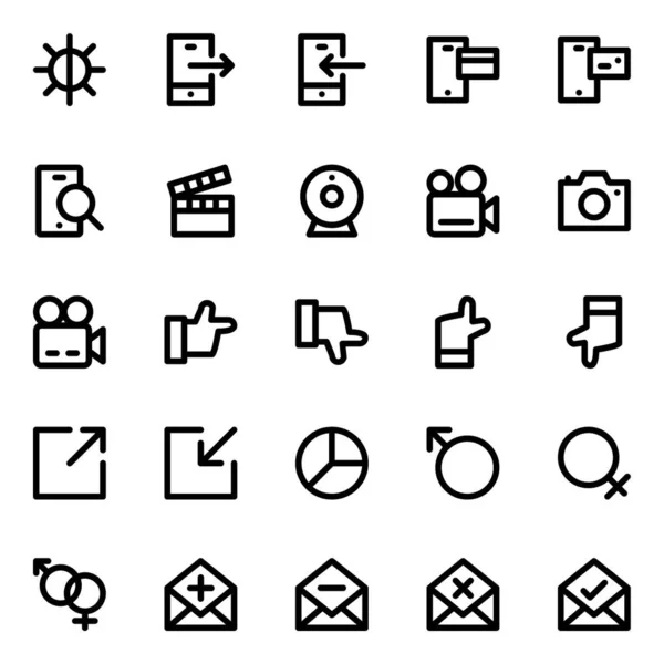 Overzicht Iconen Voor Universeel Web Mobiel — Stockvector