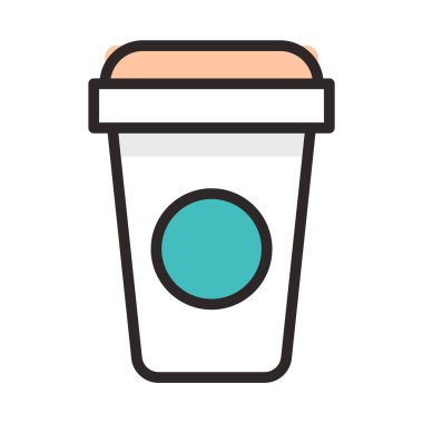 Tek kullanımlık cam için doldurulmuş renk taslak simgesi.