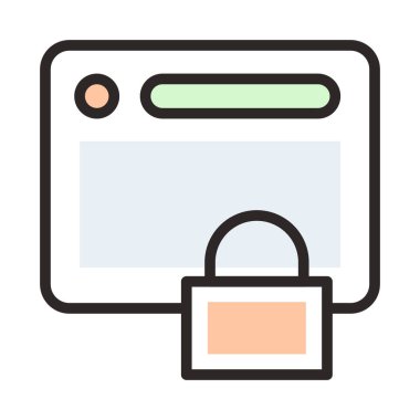 Web sitesi kilidi için doldurulmuş renk özeti simgesi.