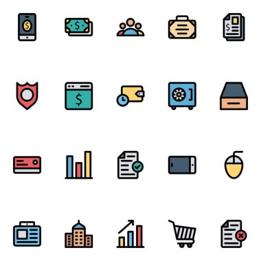 Bankacılık ve finans için taslak simgeleri dolduruldu.