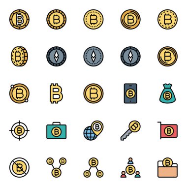 Bitcoin şifrelemesi için taslak simgeleri dolduruldu.
