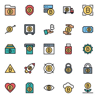 Bitcoin şifrelemesi için taslak simgeleri dolduruldu.