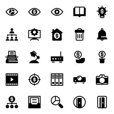 İş, ofis ve İnternet için simge simgeleri.