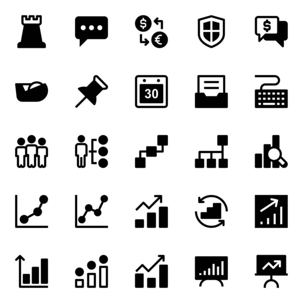 Glyph Icons Business Office Internet — Stock Vector