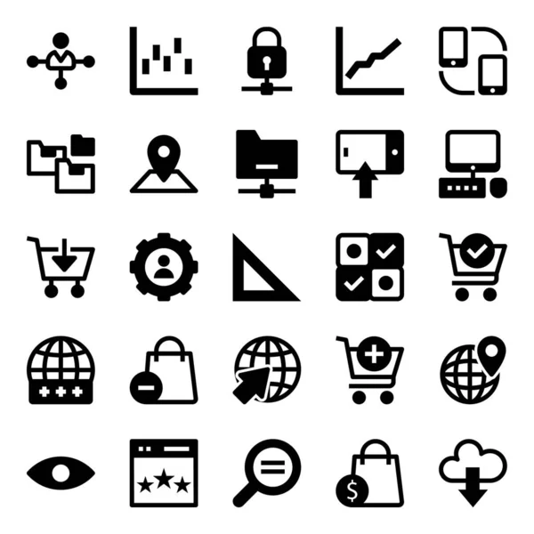 Glyph Symbole Für Die Datenanalyse — Stockvektor