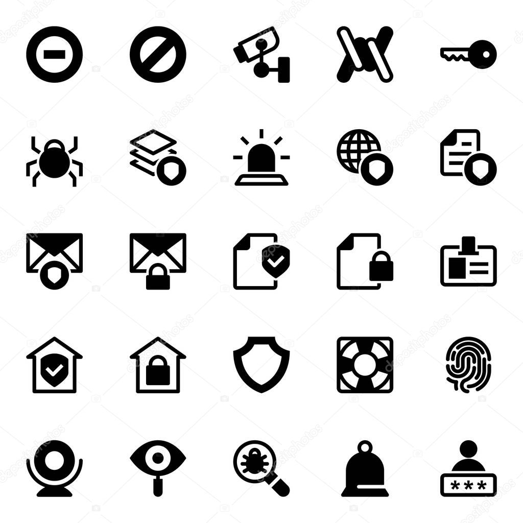 Glyph icons for cyber security.