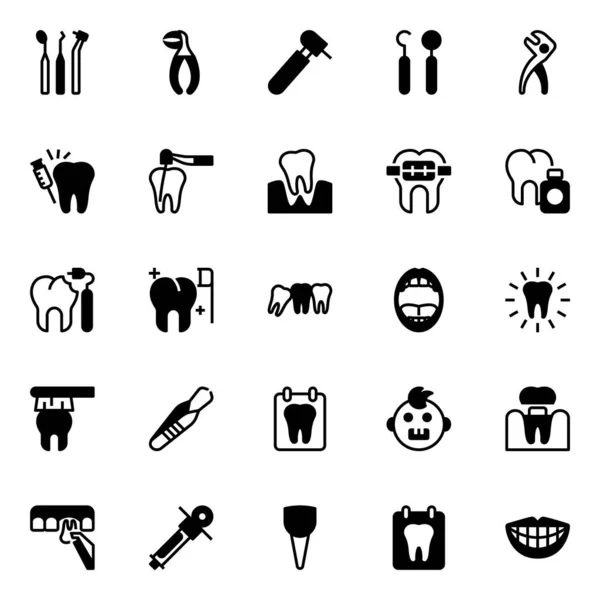 Glyphen Symbole Für Die Zahnpflege — Stockvektor