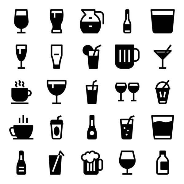 Glyphen Symbole Zum Trinken — Stockvektor