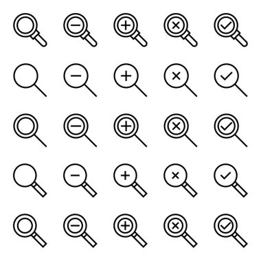 Büyüteç için özet simgeleri.