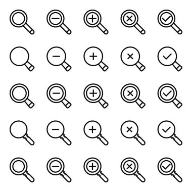 Büyüteç için özet simgeleri.