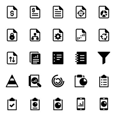 Rapor ve analiz için simge simgeleri.