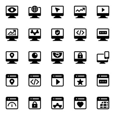 Seo ve pazarlama için simge simgeleri.