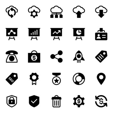 Seo ve pazarlama için simge simgeleri.