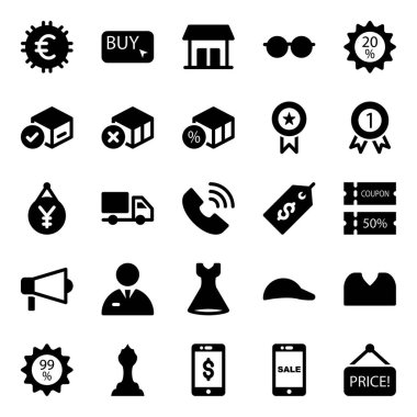 Alışveriş ve ekommerce için simge simgeleri.