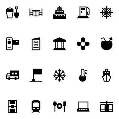 Yaz tatili plaj turizmi için simgeler.