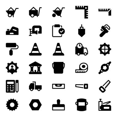 Araçlar ve inşaat için simge simgeleri.