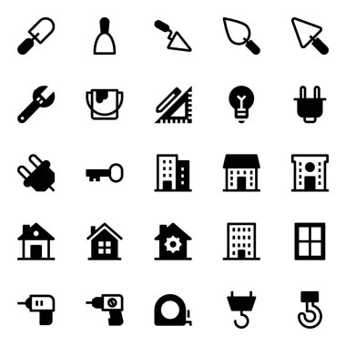 Araçlar ve inşaat için simge simgeleri.