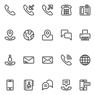 İletişim bilgileri için özet simgeleri.