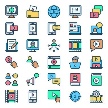 Video içeriği için doldurulmuş renk özeti simgeleri.