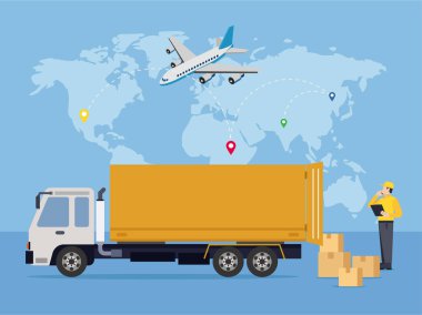 Nakliye hizmeti havayolu taşımacılığı illüstrasyonu