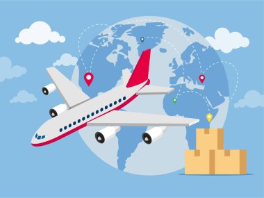 Uluslararası dağıtım havayolu taşımacılığı illüstrasyonu