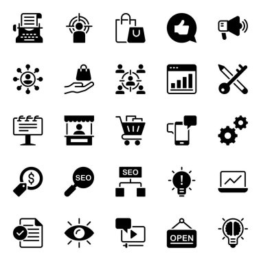 Dijital pazarlama için simge simgeleri.